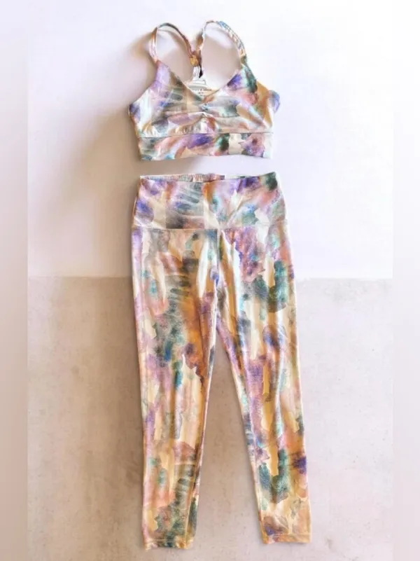 Harmony & Balance Watercolor Sports Bra & Leggings Set M - Image 7