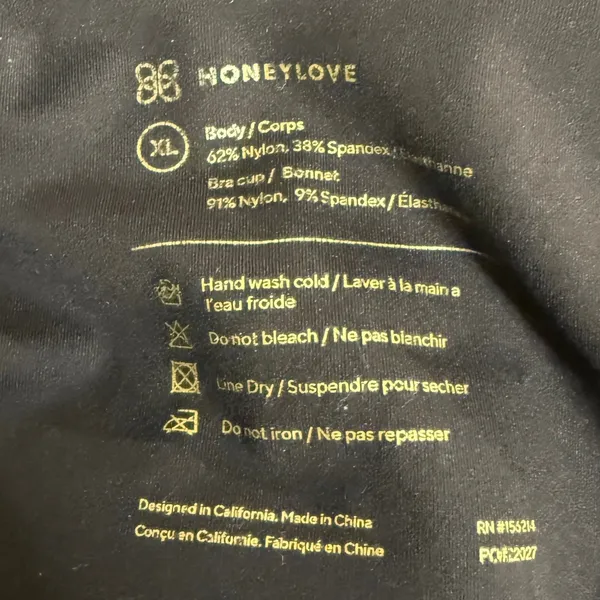 Honeylove Wireless Bra Womens XL Black Seamless Compression Shapewear - Image 5