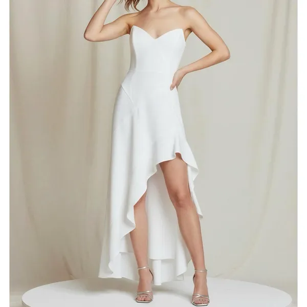 AMANDA UPRICHARD Symone Asymmetric Ruffle Maxi Dress, Ivory, XL - Image 2