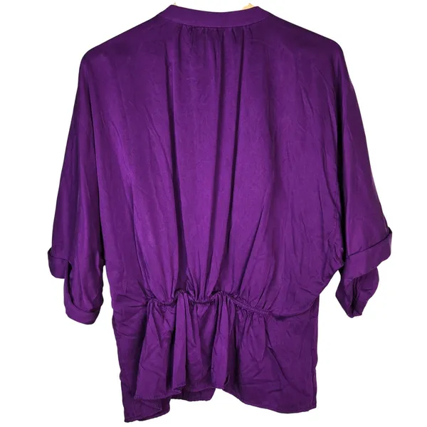 J. Jill Purple Soft Luxe Dolman Sleeve Button Front Blouse Medium WTP337251 - Image 3