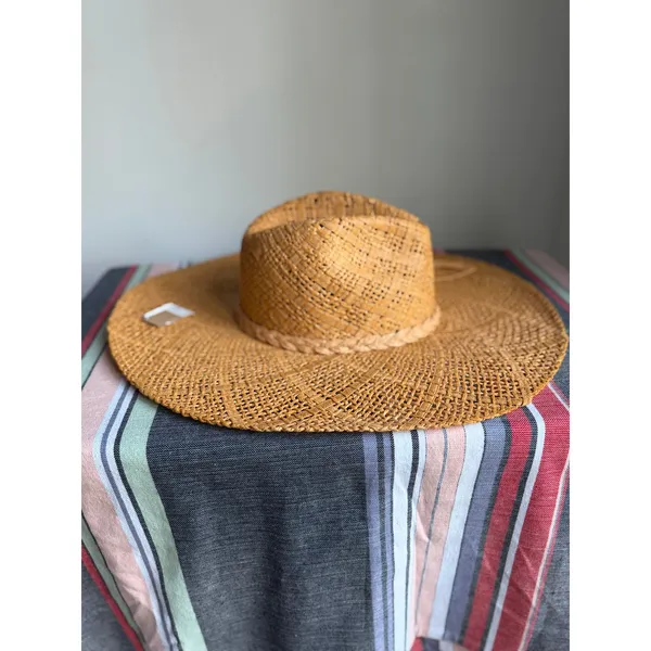 NWT Anarchy Street Wide Brim Braided Sun Hat Tan Boho Coastal Resort Beach - Image 7