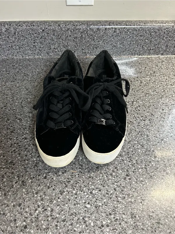 Michael Kors Black Velvet Low-Top Platform Sneakers - Image 3