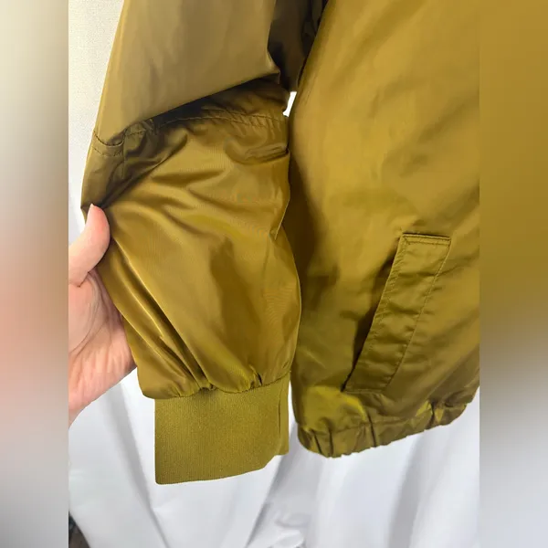 SHINY GOLD GREEN OVERSIZED BOMBER JACKET Target A New Day Size Large EUC‎ - Image 6