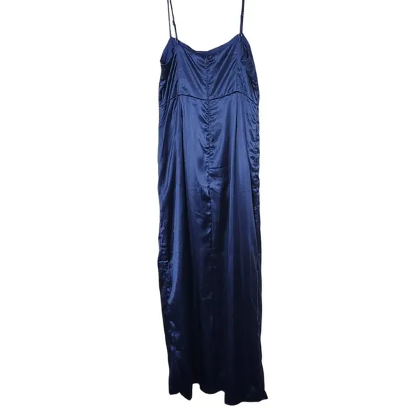 Lulus Navy Blue Satin Maxi Dress NWOT Size XL Wedding Guest Dress - Image 3