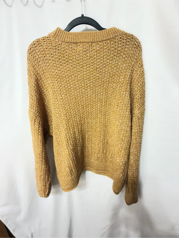Universal Threads Womens‎ Sweater Size L Gold Knit Waffle Cozy Oversized - Image 10