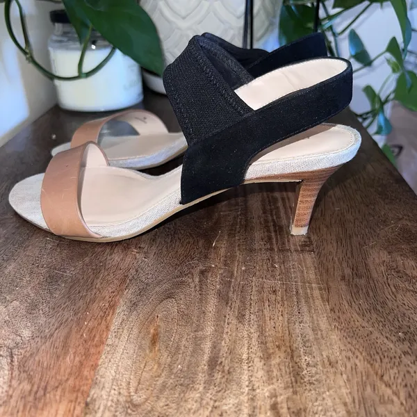 Pelle‎ Moda Womens Black/Brown Open Toe Open Kitten Heel Stretchy Straps Size 7 - Image 8