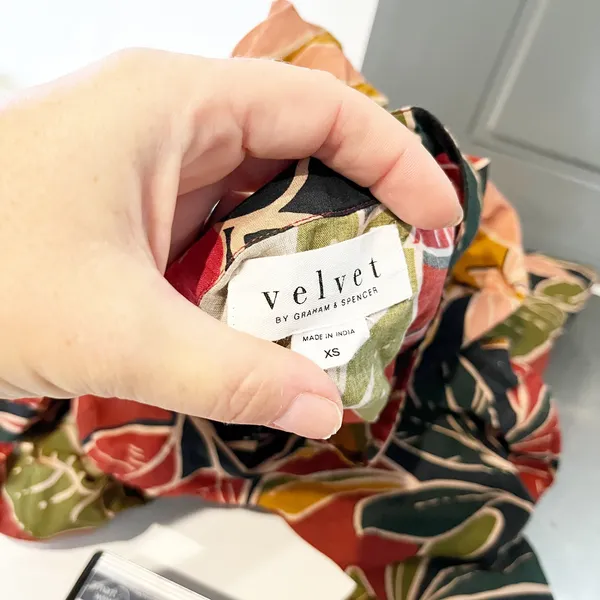 Velvet by Graham & Spencer Tessa Leaves Print Puff Sleeve Mini Dress Multi XS - Image 3