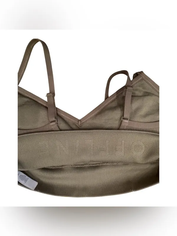OFFLINE by Aerie Seamless Ribbed V-Neck Sports Bra Bralette Olive Green M - Image 4