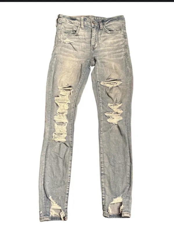 American Eagle Ne(x)t Level Stretch Distressed Skinny Jeans light wash Size 6 - Image 2