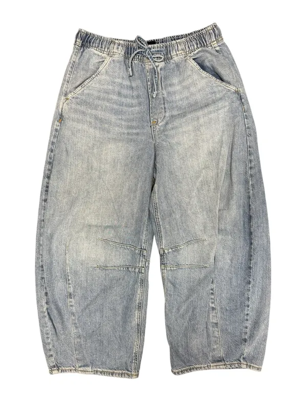 Gap Mid Rise UltraSoft Easy Horseshoe Jeans Drawstring Light Wash Blue Small - Image 4