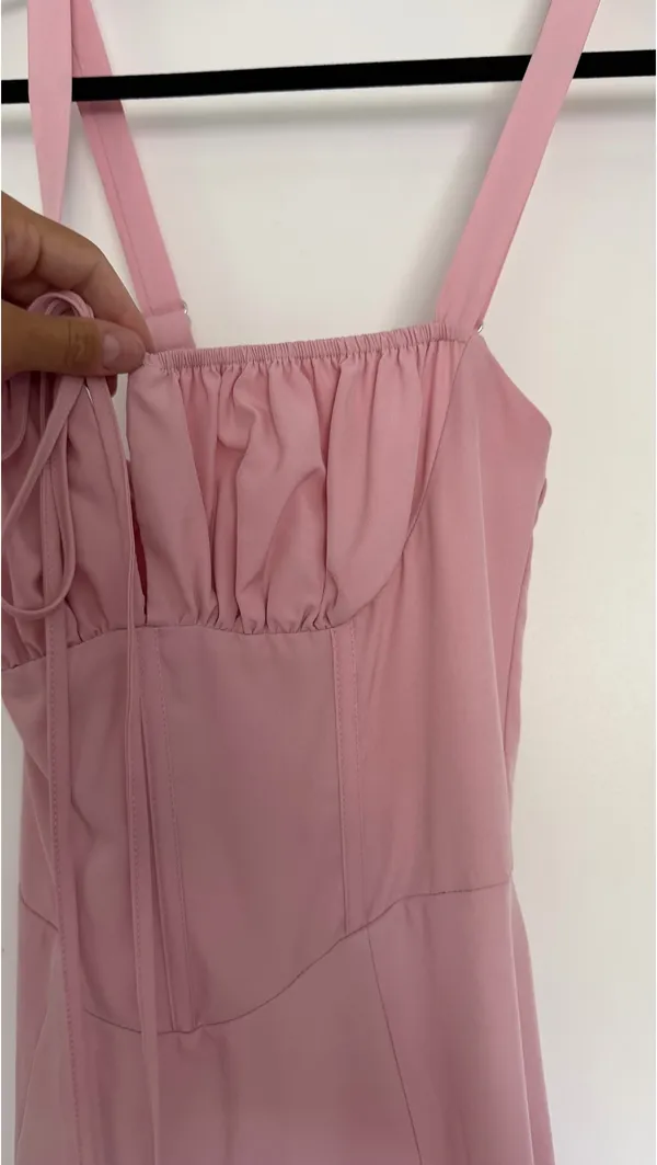Baby Pink Corset Midi Dress - Image 4