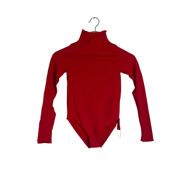 SKIMS Essential Bodysuit Women's Mock Neck Long Sleeve Red S/M - Image 3