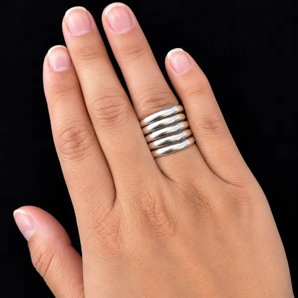 925 Sterling Silver Wide 5 Row Stacked Band Statement Ring Size 7 8.54g - Image 2