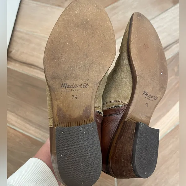 Madewell Cait Two Tone Leather Suede Zip Up Ankle Boots 7.5 Brown - Image 10
