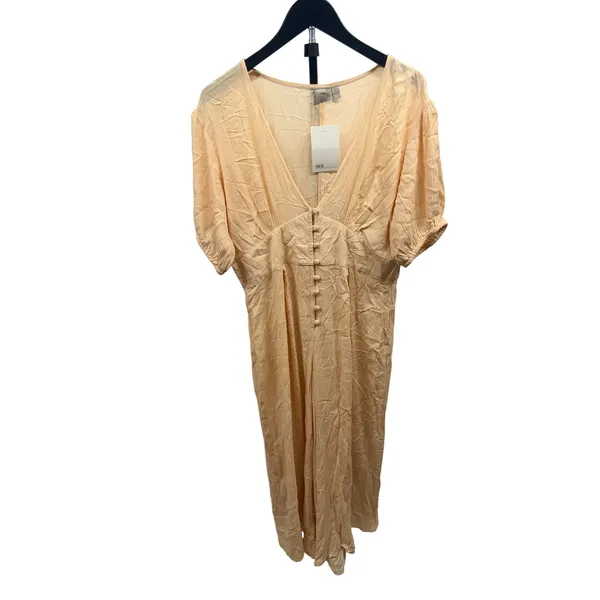 New! ASOS Women's Crinkle Tea Wide Leg Jumpsuit with Puff Sleeves in Stone Sz 12 - Image 3