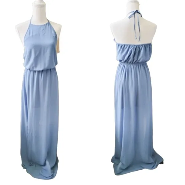 Show Me Your Mumu Heather‎ Halter Blue Maxi Bridesmaid Dress Size X-Large - Image 2
