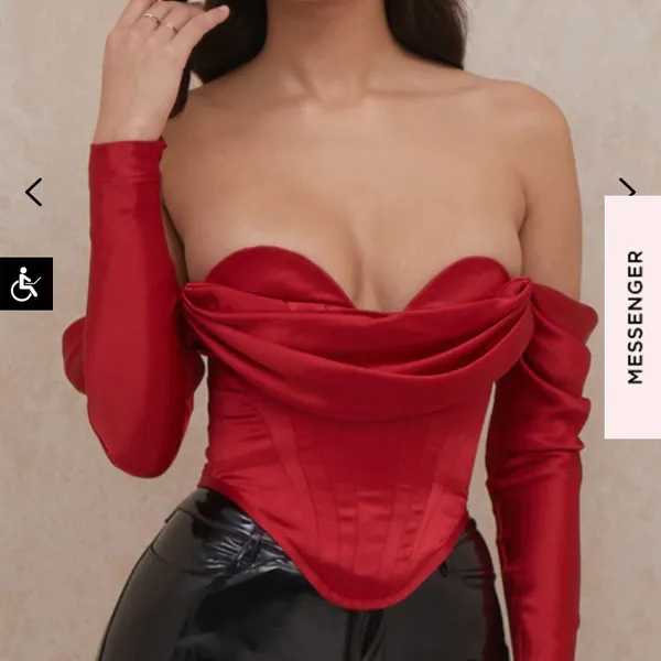 House Of CB Gala Red Satin Corset Top - Image 2