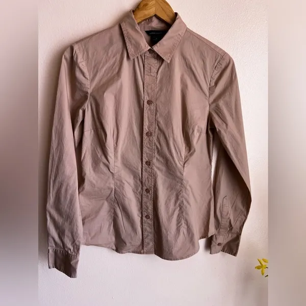 Moda International Women Tan Long Sleeve Blouse M With Bottom 4. % Elastic - Image 7
