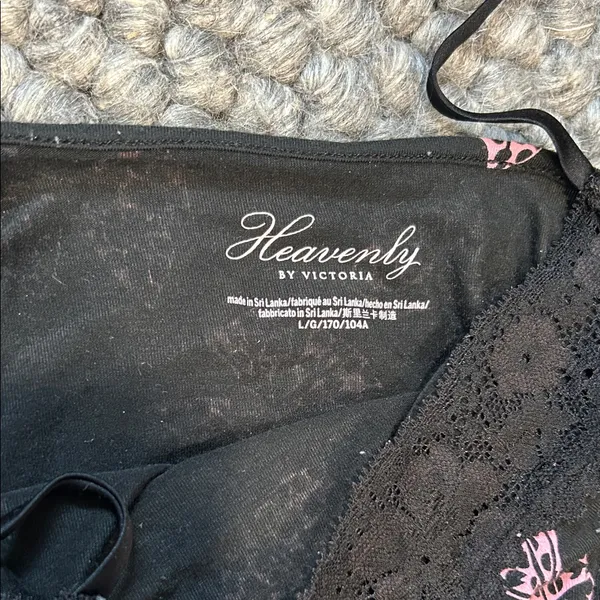 Victoria's Secret Heavenly by Black Pink Butterfly Two Piece Pajama Sleep Set - Image 8