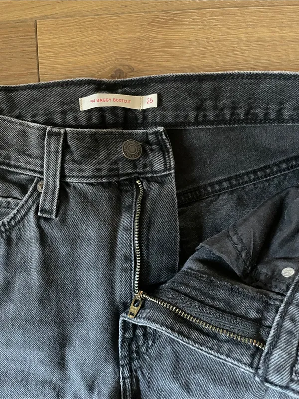 Levi's 94 Baggy Bootcut Jeans Washed Black Size 26X31 - Image 7