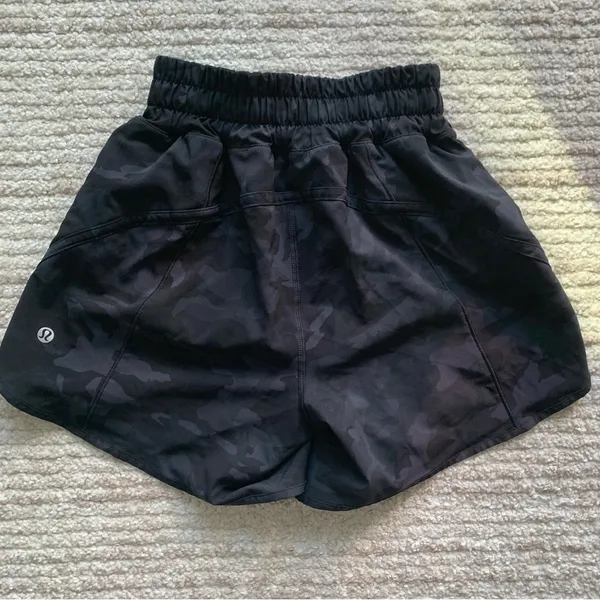 Lululemon Track That Shorts 5” Black Camo - Image 3