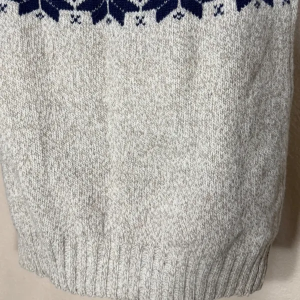 Woolrich Woman Vintage Fair Isle Wool Sweater Oatmeal Grey Navy Green Size S - Image 3