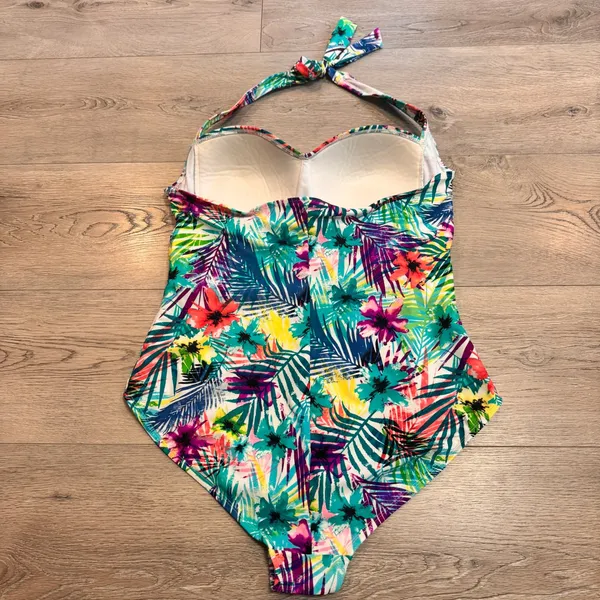 Catalina Swim Size 16-18 XLarge Tropical Floral Print Halter One Piece Swimsuit‎ - Image 2