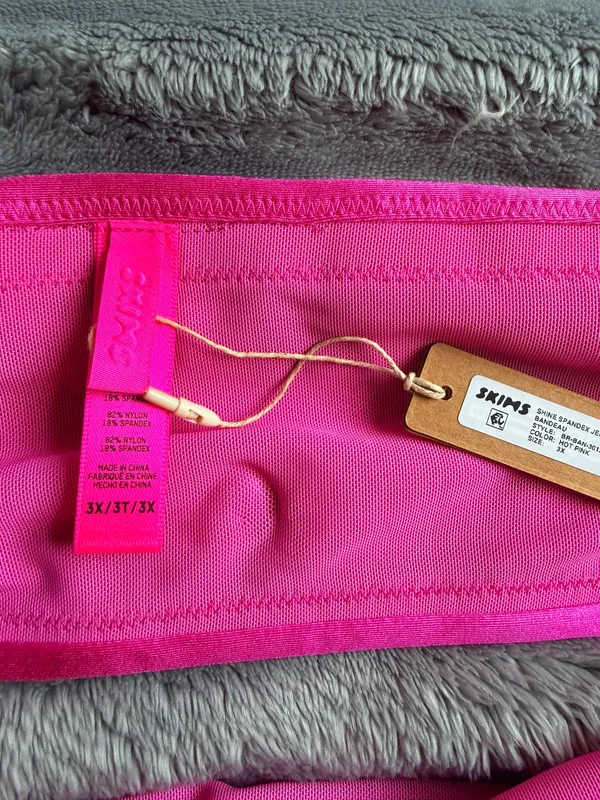 SKIMS Swim Bandeau Top Size 3x Hot Pink Shine Spandex Y2K Coastal Cowgirl - Image 3
