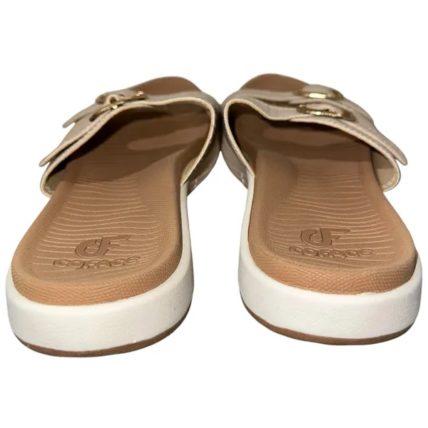 COFACE‎ Slide Sandals Womens 8.5 Beige Comfort Double Strap Buckle - Image 5