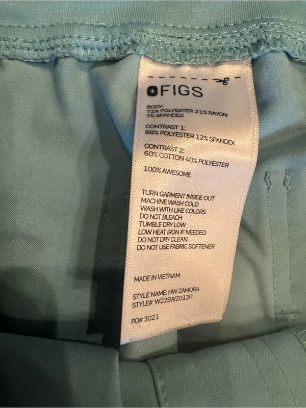 FIGS Zamora Jogger Scrub Pants Seafoam Green - Size Large Petite (LP) - Image 3