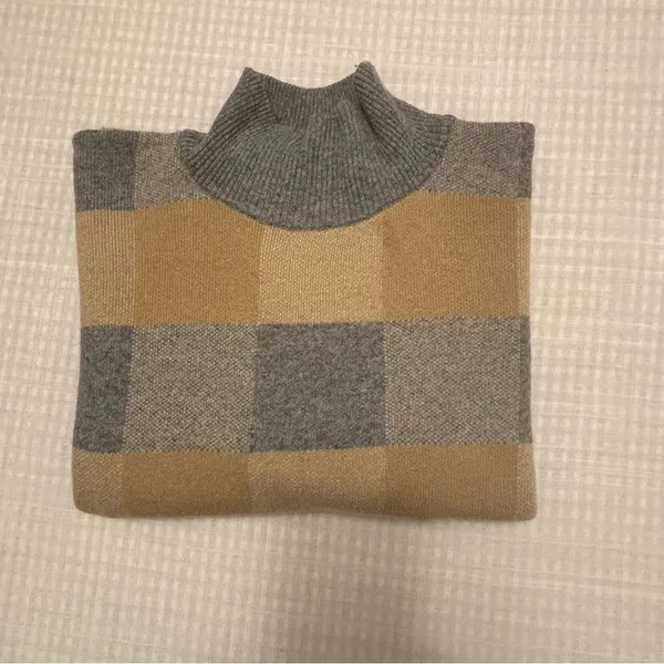 NOTE Di ANITA Sweater Turtleneck OneSz GrayPlaid MerinoCashmere PonchoCheckITALY - Image 11