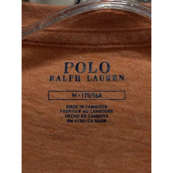 Polo Ralph‎ Lauren TShirt Women's Logo V Neck Size M Orange - Image 2