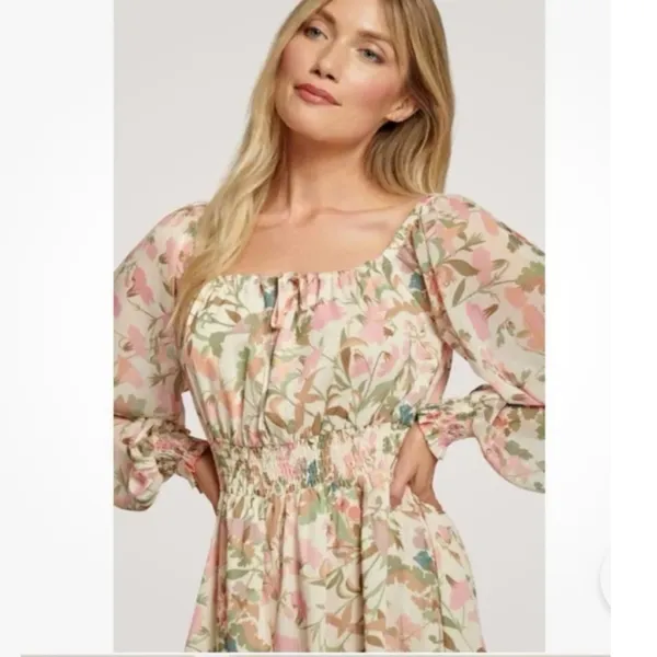 Lost & Wander Wildflowers Mini‎ Dress Neutral Pink Floral S $98 - Image 2