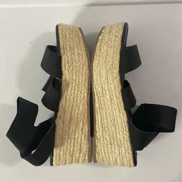 Steve Madden Kacia platform espadrille ankle wrap strappy sandals in black sz 6 - Image 7