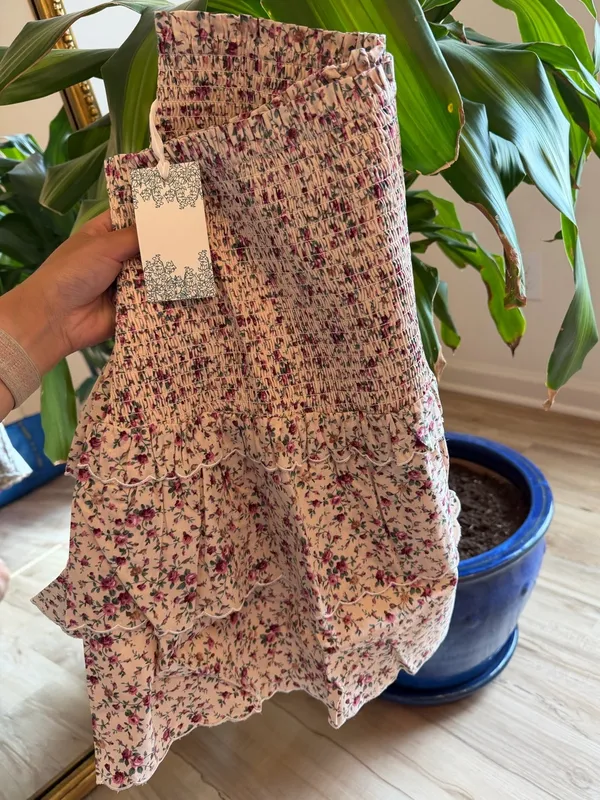 Tuckernuck‎ Hyacinth House Steff Mini Skirt Smocked Size Large Floral NWTs - Image 7