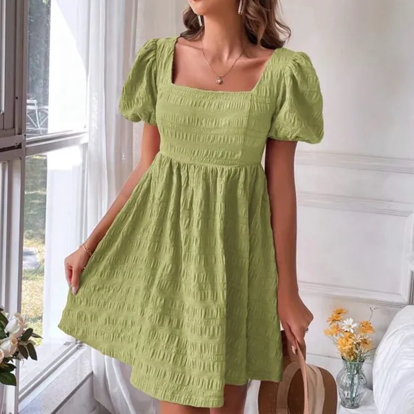 Sundress Celery Green Square Neck Puff Sleeves New Without Tags - Image 2