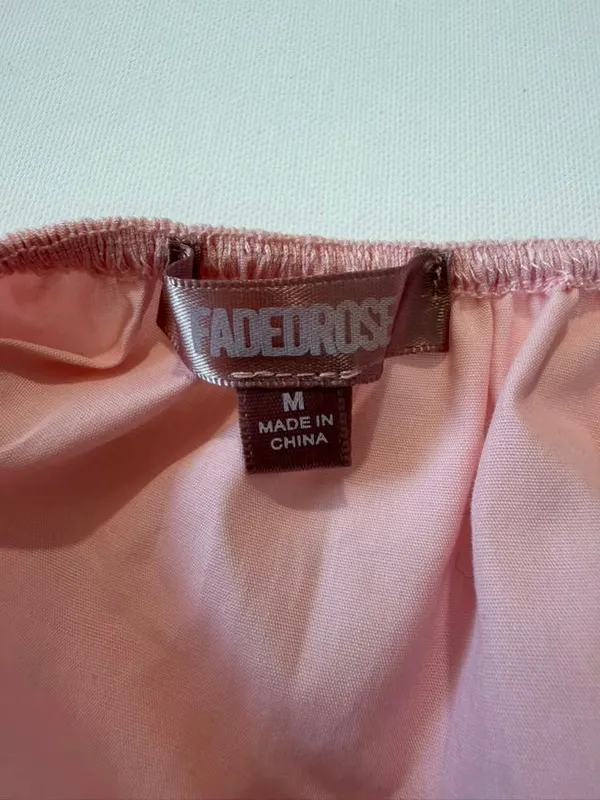 Croquette Light Pink Babydoll Cami Tank Top with Eyelet Trim and Bows - Image 3