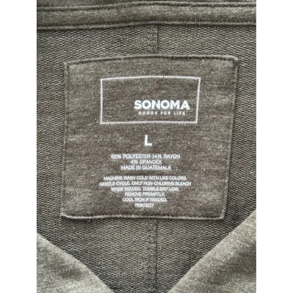 Sonoma Hoodie Large Excellent Olive Green Raglan Sleeve V-Neck Pullover Top - Image 3