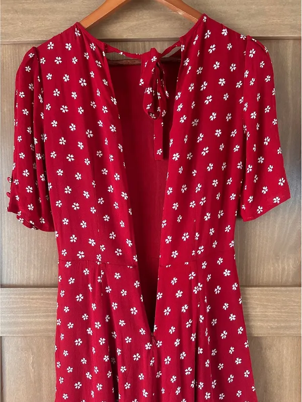Reformation Bard Floral-Print Crepe Mini Dress in Red Women’s size 6 - Image 10