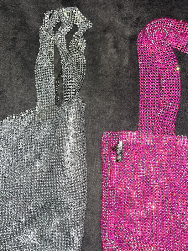 SheIn NWOT Rhinestone Detail Metallic Open Back Pink Top - Image 3