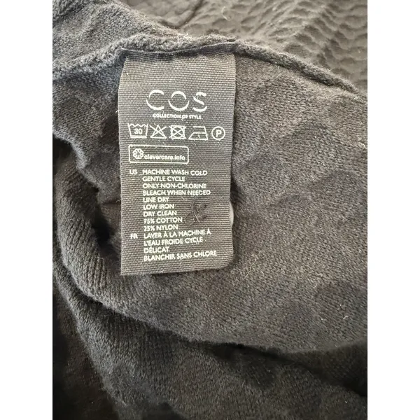 Cos Knit Cardigan Jacket Women's XS Black Waffle Textured Cotton Nylon XS - Image 6