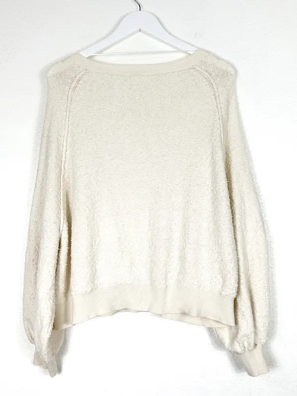 Free People Boucle Found My Friend ivory cream cotton oversized sweater size S - Image 4
