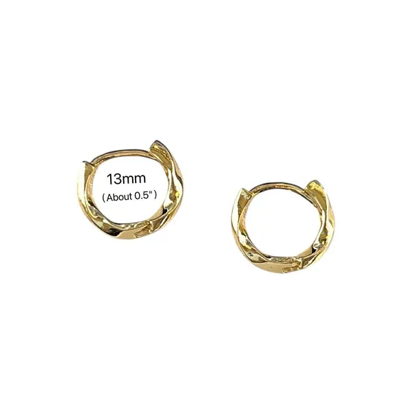 13mm Small Hoop Earrings for Women Irregularly Twisted Design Gold Hoop - Image 5