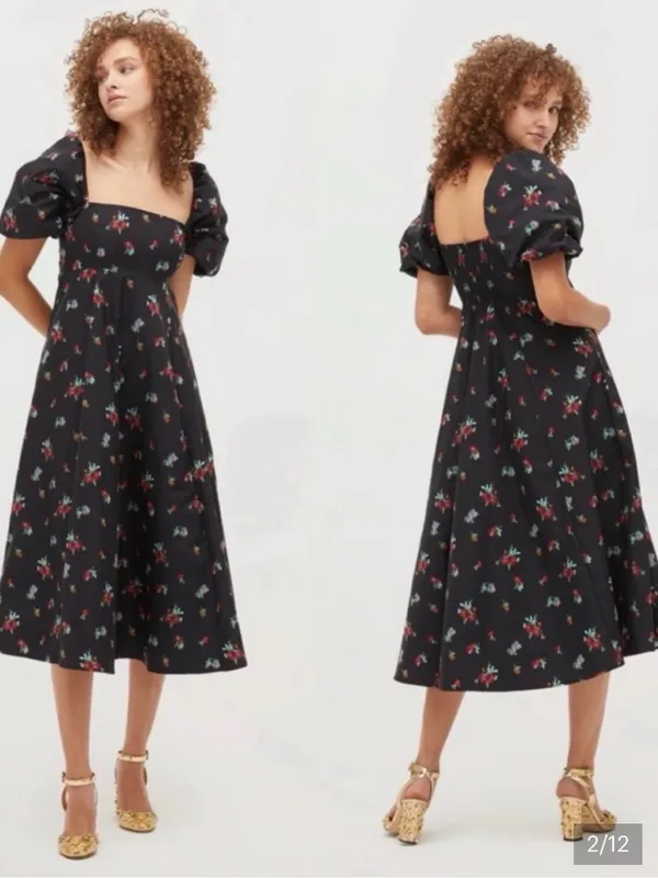 Hill House Matilda Black Ikat Floral Dress Size XS NWT - Image 2