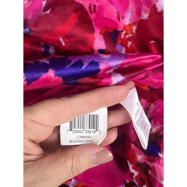 BCBGMAXAZRIA sz2 Pink/Red Floral Rosette Cocktail Party Mini Dress Bubble hoco - Image 7