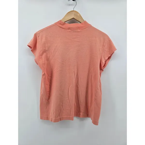 Ralph Lauren T-Shirt Womens M Coral Mock Neck Short Sleeve‎ Cotton Vintage Tee - Image 4