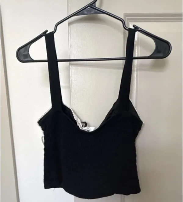 Sienna Sky Black & White Lace Trim Camisole Shaping Top - Image 3