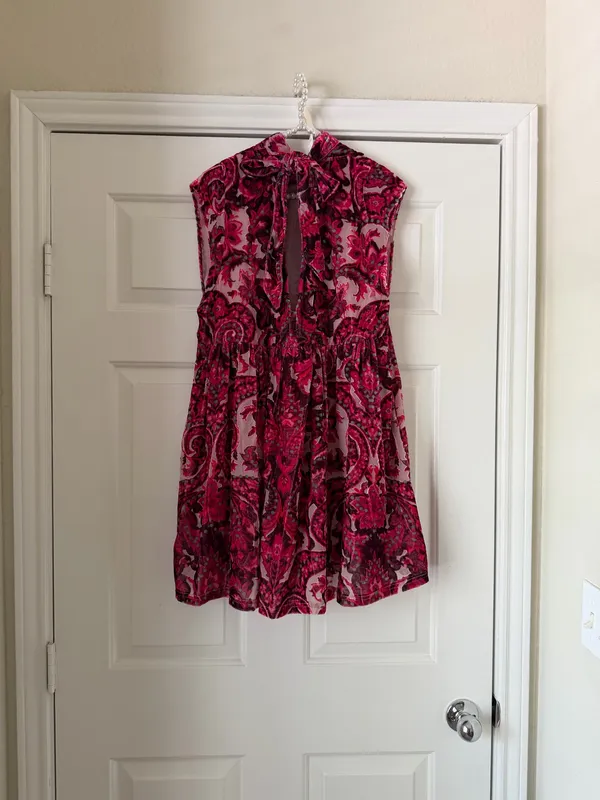 Free People Magenta Velour Paisley Dress - Image 5