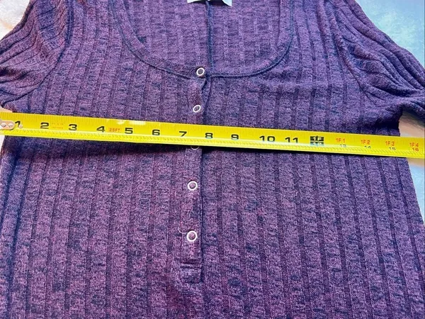 Abercrombie Fitch Ribbed Snap Button Henley Soft AF Stretch Extra Long Sleeves S - Image 4