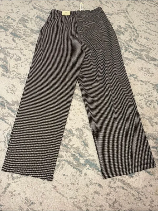 Max Studio London Wide Leg Trousers Black White Micro Check L NWT - Image 5